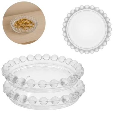 Imagem de 2 Centros de Mesa Vidro 11cm Porta Jóias Transparente - Floripa