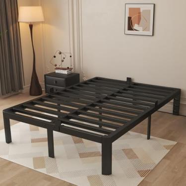 Imagem de KOSOSO Estrutura de cama de casal de 35,5 cm, estrutura de cama de metal completa com juntas, sem necessidade de mola de caixa, suporte de plataforma de aço resistente, pernas de canto arredondadas