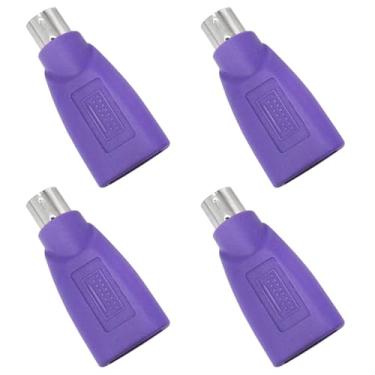 Imagem de Dsjnf Adaptador USB para PS2, conversor USB fêmea para PS/2 macho para mouse e teclado, roxo, 4 peças