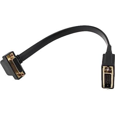 Imagem de zdyCGTime Cabo de extensão DVI de 90 graus, plano fino DVI-D Dual Link vídeo digital DVI curva de ângulo para cima e para baixo DVI-I (24+5) fêmea para DVI-D (24+1) cabo de extensão macho (1FT/30 cm)