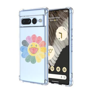 Imagem de EUAGVQY Capa para Pixel 7 Pro Google 7 Pro, estampa divertida de rosto sorridente transparente à prova de choque TPU macio antiarranhões capa protetora para celular para Google Pixel 7 Pro (rosto