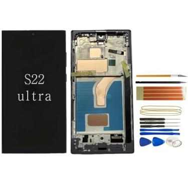 Imagem de Substituição de tela S22 Ultra para Samsung Galaxy S22 Ultra 5G (série SM-S908) -S22 Ultra LCD Display Touch Digitalizador com moldura, sem sensor de impressão digital embutido (preto)