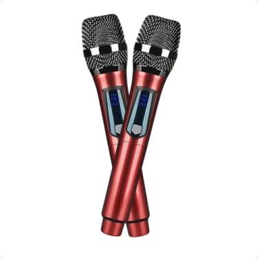 Imagem de Microfone Dinâmico Duplo UHF Sem Fio, Profissional, Ideal para Festas, Eventos, Karaokê, Palestras e Aulas, Captação de Premium, Alcance Longo, Receptor Inclusos M87 (Vermelho)