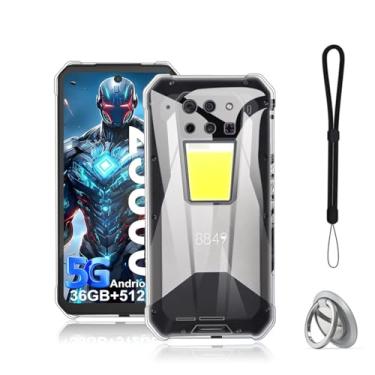 Imagem de NOUKAJU Capa para 8849 Tank 3 Pro, capa protetora de TPU, função de suporte, suporte ajustável, antiqueda, à prova de choque, capa protetora para 8849 Tank 3 Pro (transparente)