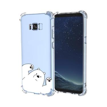Imagem de OEURVQO Capa para Galaxy S8 Plus Samsung S8 Plus, estampa de urso fofo com desenho animado animal, amortecedor de TPU macio à prova de choque, capa protetora de silicone para celular para Samsung