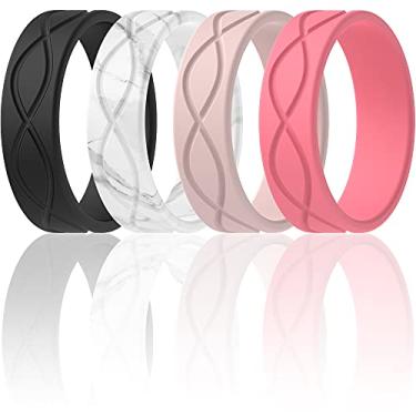 Imagem de ThunderFit Alianças de casamento para mulheres, design infinito – 6 mm de largura – 1,8 mm de espessura 7.5 - 8 (18.2mm)