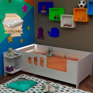Imagem de Cama Juvenil Infantil Reforçada Livia com Led Usb Prateleiras Divaloto