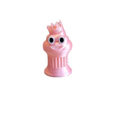 Imagem de Znet3D Troféu Mini King Poop Emoji - Prêmio ou presente perfeito - 7,6 cm de altura - com um emoji de cocô sólido com uma coroa em um pilar de coluna com olhos brancos e pretos e sorriso branco (rosa