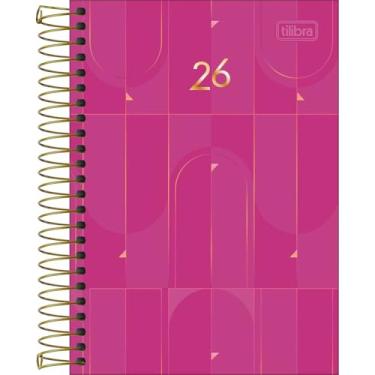 Imagem de Tilibra - Agenda Executiva Espiral Diária 12,9 x 18,7 cm Spot 2026 - Preto e Vermelho - Tamanho Pequeno M5 Visão Uma Folha Por Dia Inclusive Sábados e Domingos Horários entre 7h e 22h Capa Dura 200 Folhas Rosa