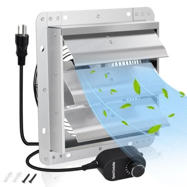 Imagem de Criditpid Exaustor de obturador de 12 polegadas, alta velocidade 970CFM, exaustor montado na parede com controlador de velocidade e cabo de alimentação para estufa, garagens, galpão, celeiro, porão