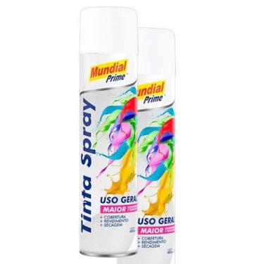 Imagem de Kit 2 Tinta Spray Uso Geral Branco Brilhante Mundial Prime, Único