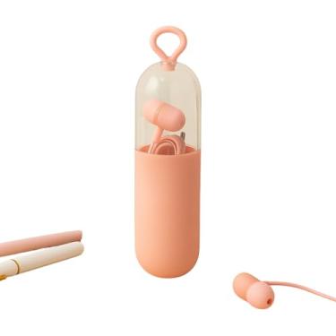 Imagem de Fone De Ouvido Fio Estojo Conector P2 Viagem Trabalho Passeio Casa Resistente Qualidade Premium