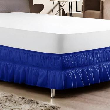 Imagem de Saia Box Cama King Com 2 Elásticos Ajustável Babado 1 Peça