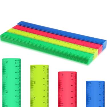 Imagem de Zonon 50 peças de réguas de plástico de 15,8 cm/30,5 cm, réguas retas flexíveis a granel, com centímetros, presente para o primeiro dia de aula, estudantes de volta à escola, escritório, material