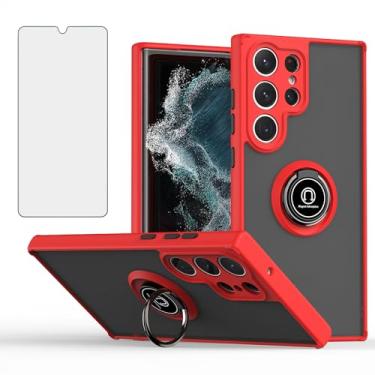 Imagem de Furill Capa de telefone para Samsung Galaxy S25 Ultra 5G com protetor de tela de vidro temperado anel de dedo robusto suporte giratório capa magnética para carro S25Ultra 25S S 25 25Ultra 6,9 2025