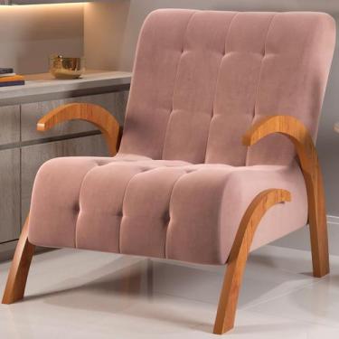 Imagem de Poltrona Cecilia Mel/Veludo Rosa - Viero Móveis, Moderno, Rosa