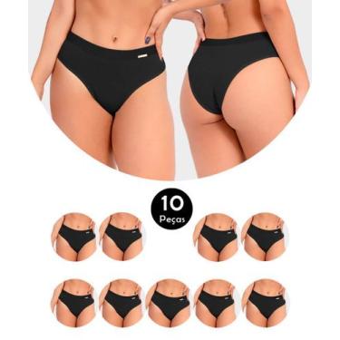 Imagem de Kit 10 Calcinha IMI Lingerie Em Algodão Ivy Preta, Preto, G