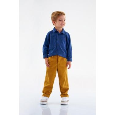 Imagem de Calça Xadrez Infantil Masculina Up Baby, Amarelo escuro, 1