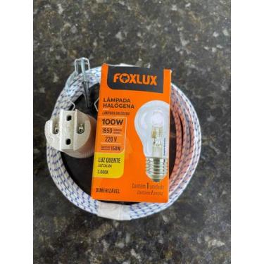 Imagem de Kit Iluminação Churrasqueira Bocal Lâmpada Halogena 70w com 4 metros f