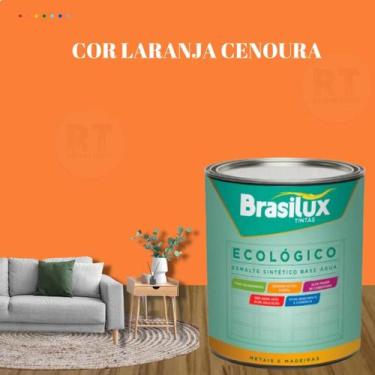 Imagem de Esmalte Sintético Brasilux Base Água Ecologico Cor Laranja 800ML Brilh