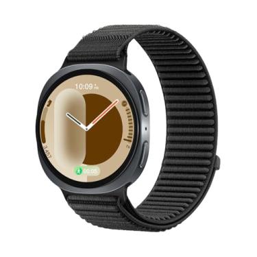 Imagem de Pulseira de nylon compatível com Samsung Galaxy Watch 8 de 40 mm e 44 mm/8 Classic de 46 mm, pulseira esportiva de tecido ajustável para Samsung Watch 8/8 Classic (preta)