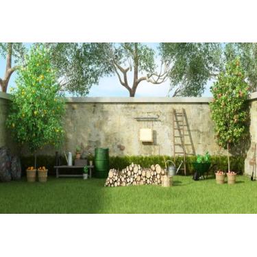 Imagem de Painel de Lona Jardim de Casa Quintal - Fabrika de Festa, 150x100cm