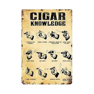 Imagem de Acessórios de charuto conhecimento de charuto placa de metal retrô para cozinha doméstica cafe bar, kit de charutos 20 x 30 cm sinais de charuto presentes para homens