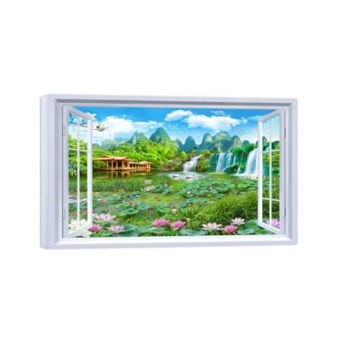 Imagem de Falsas Janelas Paisagens Impressões em Tela-Flores cachoeira montanha-Quadro Arte Moderna-Natureza Pintura Pronta para Pendurar Tela Embrulhada 20x30cm