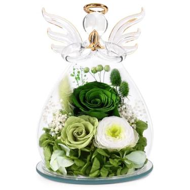 Imagem de Bessol Presentes de aniversário para mulheres, mãe, rosas preservadas em vidro, estatuetas de anjo flores frescas para entrega flores para sempre, rosa eterna, Natal para avó, irmã, esposa, filha