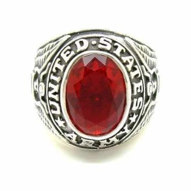 Imagem de Anel Army Exército Americano Rubi Prata de Lei Maciça 20102 - Usa Joia