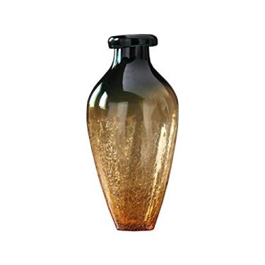 Imagem de Vaso de flores dourado gradiente vaso de vidro casa sala de estar mesa de centro escritório decoração vaso gelo rachado vaso transparente jardim decoração de casa vasos de flores (tamanho: B)