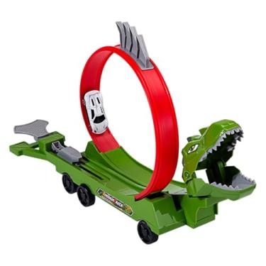 Imagem de MotiveTech Pista de Corrida de Carro, Flexível, Giratória em 360°, Presentes Criativos, Diversão Faça Você Mesmo, Conjunto de Brinquedos de Carro Transformador, Dinossauro