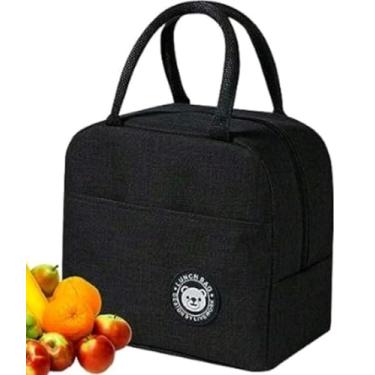 Imagem de Bolsa Térmica Para Piquenique e Academia, Nylon Multicolorido, 3 Litros, Alça Dupla com Fechamento Zíper, Unissex (Preta)