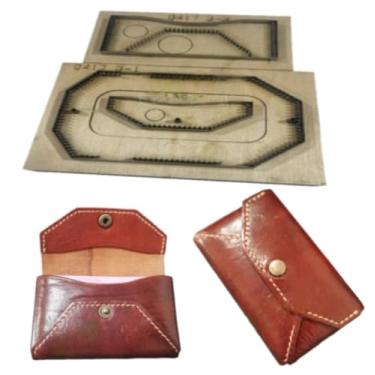 Imagem de YJIUYUANQ Caderno de recortes de couro em relevo, cortador de madeira, ferramenta de artesanato em couro para mini carteira DIY porta-cartões 100 x 80 mm