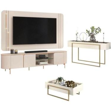 Imagem de Rack Bancada Com Painel Ariana E Aparador Suri Com Mesa De Centro Suri