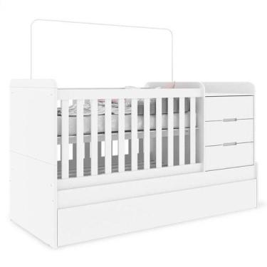 Imagem de Quarto Infantil 4 Portas Americano Com Berço Multifuncional Cleo Branc