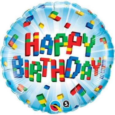 Imagem de Qualatex Happy Birthday Exploding Blocks 18 Inch Foil Balloon