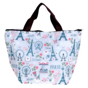 Imagem de Bolsa Lancheira Térmica Estampada, 32 cm - Mantenha suas Refeições Frescas com Design Ùnico (Paris)