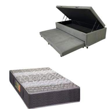Imagem de Bicama Box Baú com Colchão de Espuma Orthopedic - Solteiro 88x188 (SUEDE CINZA)