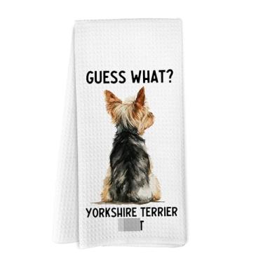 Imagem de Yorhifa Toalhas de prato engraçadas de Yorkshire Terrier, presentes de cozinha, presentes de cachorro para mulheres amantes de cães homens, Yorkshire terrier, decoração de prato de mão, toalhas de chá