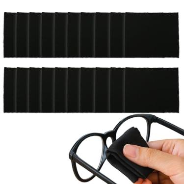 Imagem de 40 peças de pano de limpeza de óculos de microfibra – pano premium para óculos/lente/telas, reutilizável para telefones/notebooks/câmeras (preto, 13 cm x 14 cm)