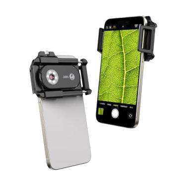 Imagem de MIAO LAB Lente de microscópio de telefone 300X, micro lente de câmera de telefone com clipe universal/luz LED/CPL, mini acessório de microscópio de bolso adequado para iPhone 16/15/14/13 e a maioria