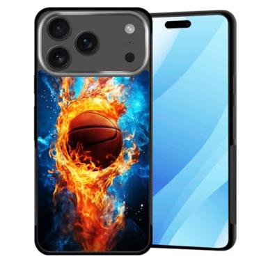 Imagem de BFUKVOU Capa para iPhone 17 Pro Max, policarbonato rígido + TPU macio, antiderrapante, ultrafina, à prova de choque, para iPhone 17 Pro Max 6,9 polegadas 2025, basquete gelo e fogo