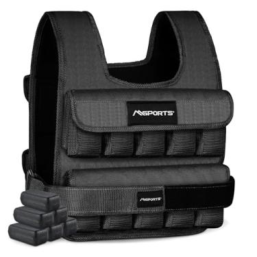 Imagem de MSPORTS Colete ponderado premium para mulheres e homens – ajustável de 5 a 29,5 kg, colete de corrida, colete ponderado para caminhada, colete de treinamento estilo tático para crossfit, força, cardio