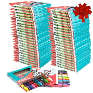 Imagem de IDIY Caixas embaladas individualmente giz de cera (48 pacotes, 12 cores, 576 peças) – Segurança ASTM testada, para crianças, professores, salas de aula de arte, restaurantes, materiais escolares, projetos de artesanato, presentes