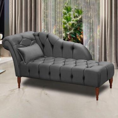 Imagem de Divã Chaise Montreal Veludo 1,60cm Speciale Home Chumbo