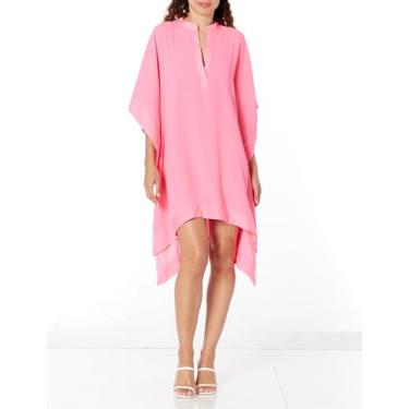 Imagem de Trina Turk Vestido feminino estilo caftan com bainha Sharkbite, Papillon Pink, GG