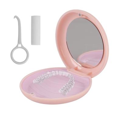 Imagem de LONGMON Capa retentora fina, compatível com Invisalign, alinhador, ferramenta de remoção, Chewie, capa retentora rosa com espelho