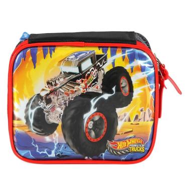 Imagem de Estojo Box Hot Wheels Escolar Infantil Preto Menino