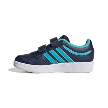 Imagem de adidas Tênis infantil masculino Hoops 4.0, Índigo noturno/ciano lúcido/branco, 6 Toddler